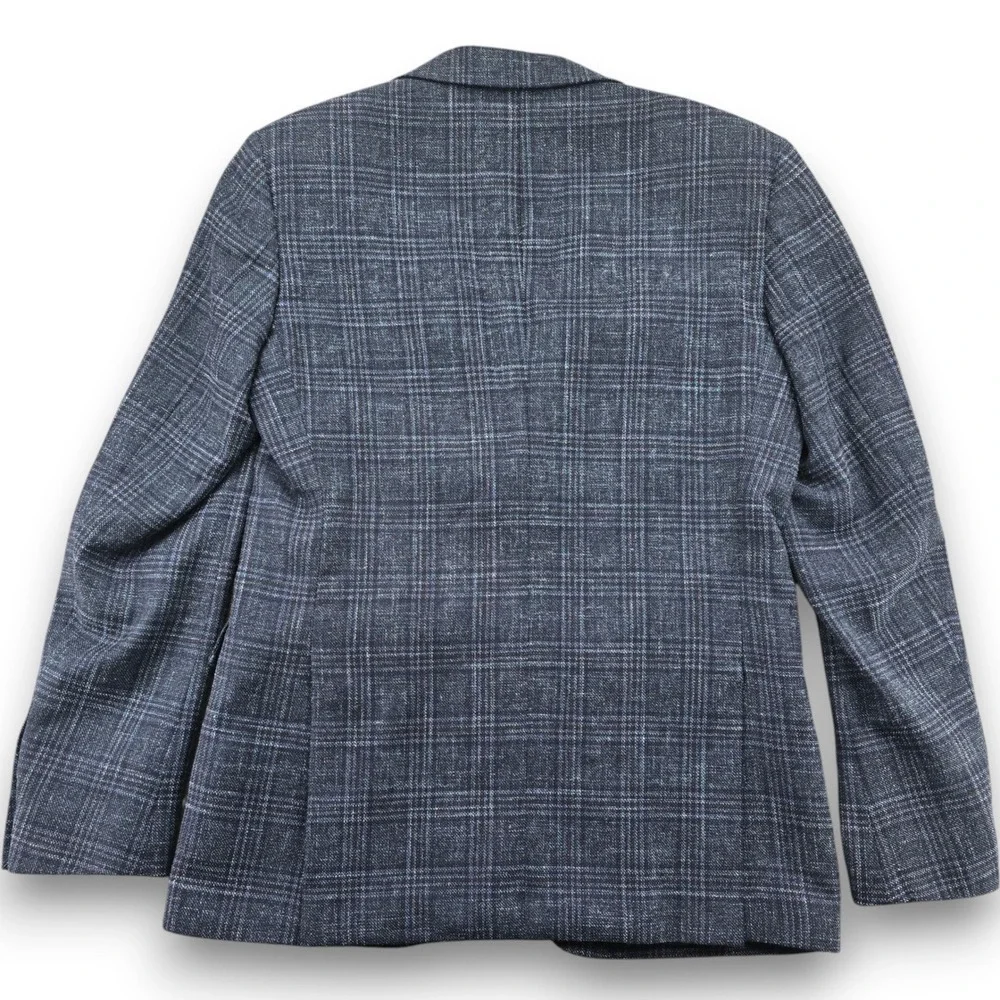 John Varvatos USA Mens Blazer 38R Blue Plaid Wool Linen Sport Coat Bond-JF